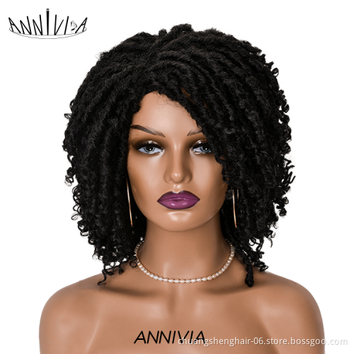 Wholesale cheap Kinky Curly Crochet Braided Ombre Brown Bob Wig Synthetic Twist Braid Hair For Black Women Synthetic Hair Wigs